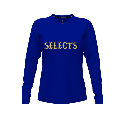 [CUS-DFW-TEES-CMF-VNK-LSL-RYL-FYXS-LOGO2] Comfort T-Shirt (Female Youth XS, Royal, V Neck, Logo 2, Long Sleeve)