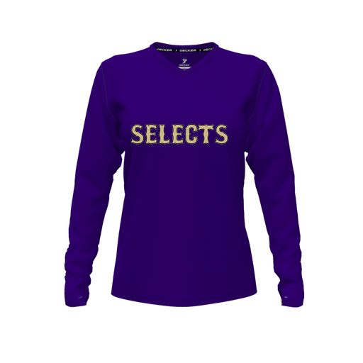 [FTLVCFPP-FYXS-LOGO2] Decker Comfort T-Shirt (Female Youth XS, Purple, V Neck, Logo 2, Long Sleeve)