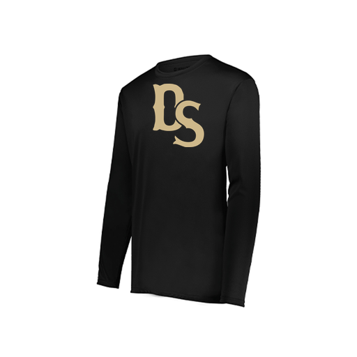 [222823.080.S-LOGO3] Youth LS Smooth Sport Shirt (Youth S, Black, Logo 3)