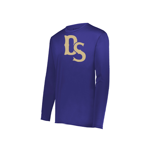 [222823.747.S-LOGO3] Youth LS Smooth Sport Shirt (Youth S, Purple, Logo 3)