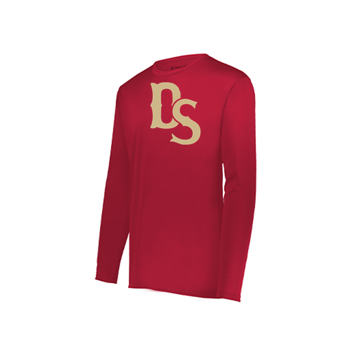 [222823.083.S-LOGO3] Youth LS Smooth Sport Shirt (Youth S, Red, Logo 3)