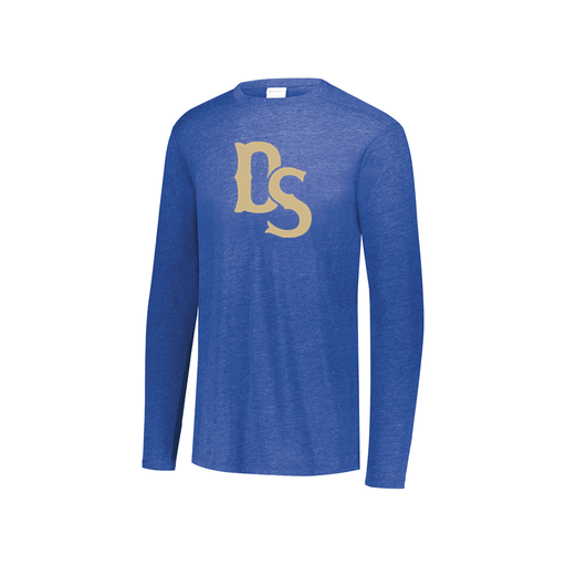 [FTLCUBRY-YS-LOGO3] Decker Youth Tri-Blend T-Shirt - Long Sleeve (Youth S, Royal, Logo 3)