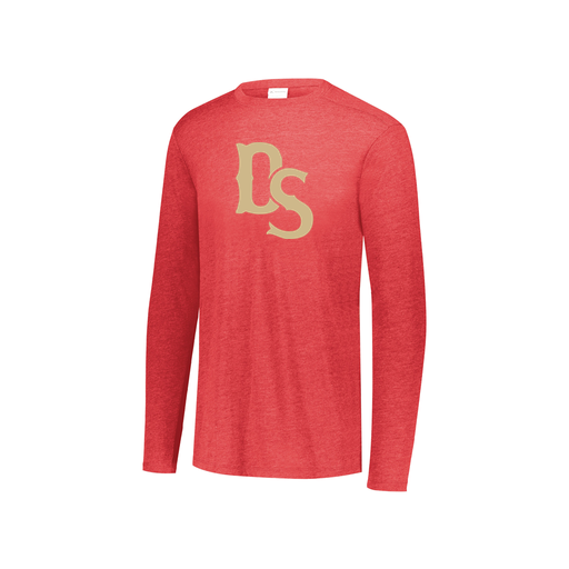 [FTLCUBRD-YS-LOGO3] Decker Youth Tri-Blend T-Shirt - Long Sleeve (Youth S, Red, Logo 3)