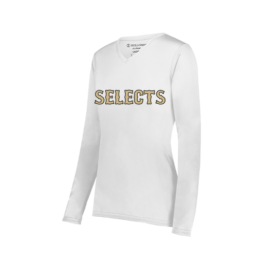 [222824.005.S-LOGO2] Ladies LS Smooth Sport Shirt (Female Adult S, White, Logo 2)