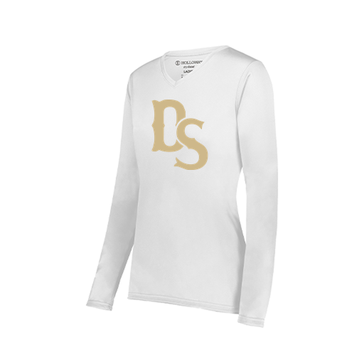 [222824.005.S-LOGO3] Ladies LS Smooth Sport Shirt (Female Adult S, White, Logo 3)